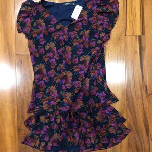 NWT LAUREN RALPH LAUREN floral Tiered Ruffle dress, size 16 NEW